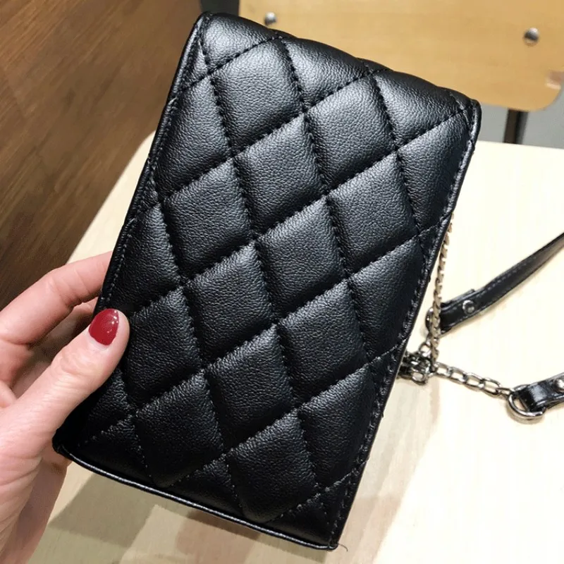 

New Elegant Diamonds Chains Small Bags Women Famous Brand Pu Leather Mini Crossbody Shoulder Bag Female Black Phone Bags