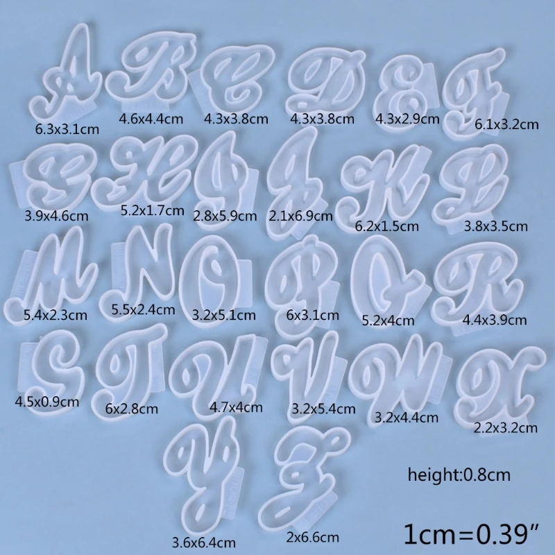 

26Pcs/Set DIY Crafts English Letters Crystal Epoxy Resin Mold A-Z Alphabet Shaped Pendant Key Chain Silicone Mould