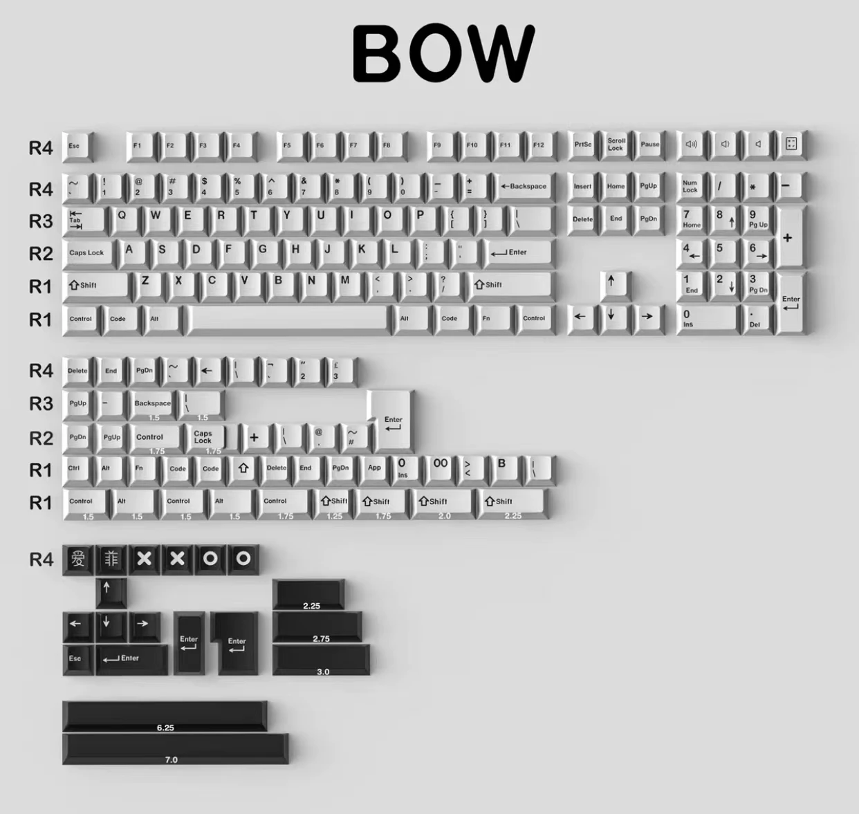 Фонарики 173 колпачки для клавиш Demin/BOW/Bingsu Cherry Profile DOUBLE SHOT ABS PBT шрифт механической