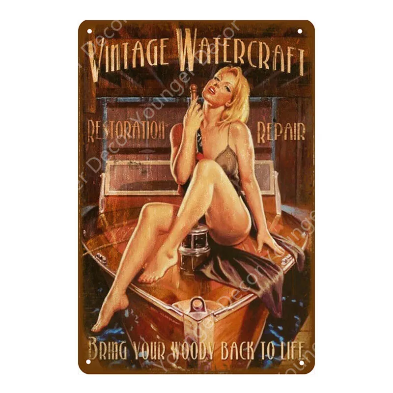 YD6720BI Pin Up Girl металлические знаки Самогонный плакат Сексуальная Дамская металлическая табличка настенная живопись наклейка для паба бара клуба домашний декор YI-167 - Цвет: YD6720BI