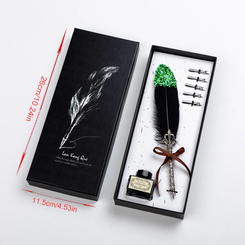 

Multicolor Dip Pen Retro Feather Pen Set Calligraphy Souvenir Gift Box Office School Supplies Student Writing Correction Tool