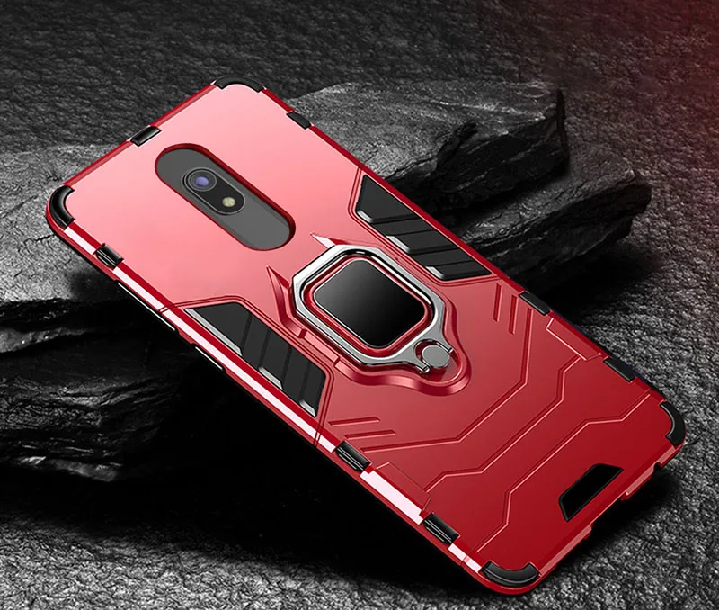 Защитный чехол для Xiaomi Redmi 8, чехол с магнитным кольцом, держатель для телефона, бампер из ТПУ+ поликарбоната, задняя крышка для Redmi 8A 8 A, чехол для телефона Global - Цвет: Красный