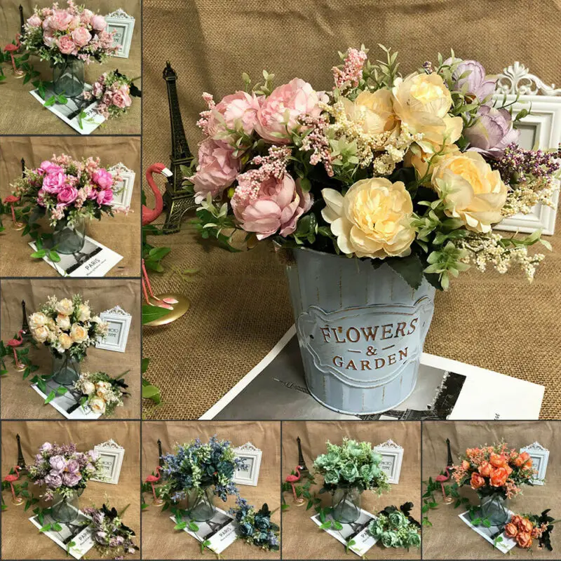 Искусственные цветы для украшения роза пион Шелковый маленький букет вечерние