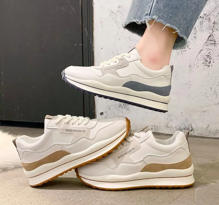 

Women Shoes Fashion Casual Shoes For Women Lace-Up Women Sneakers Flats Platform 2021 Spring Breathable Leather Off White Shoes