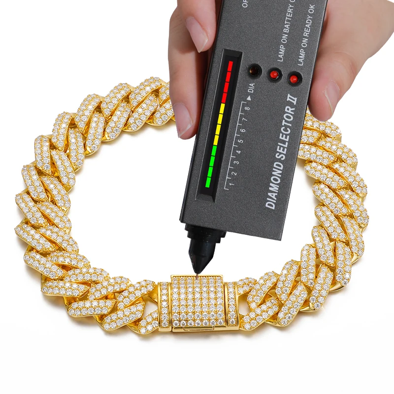 

Fashion Moissanite Cuban Chain Necklace For Men Hip Hop Jewelry