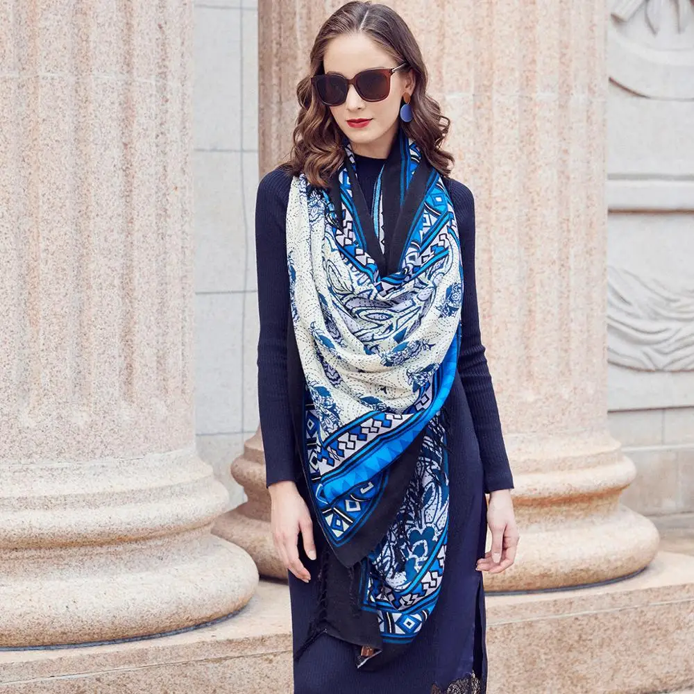 Шерстяные женские шарфы-палантины элегантная теплая шаль из карфа бандана шарф