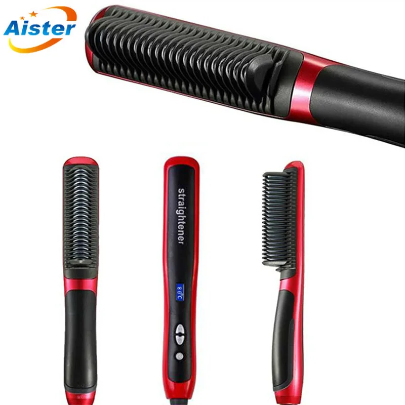 

Ceramic Hair Straightener Brush hair Electric Hot Comb Flat Iron Digital Heating Anti-static Hair Hot Brush Styling Tool