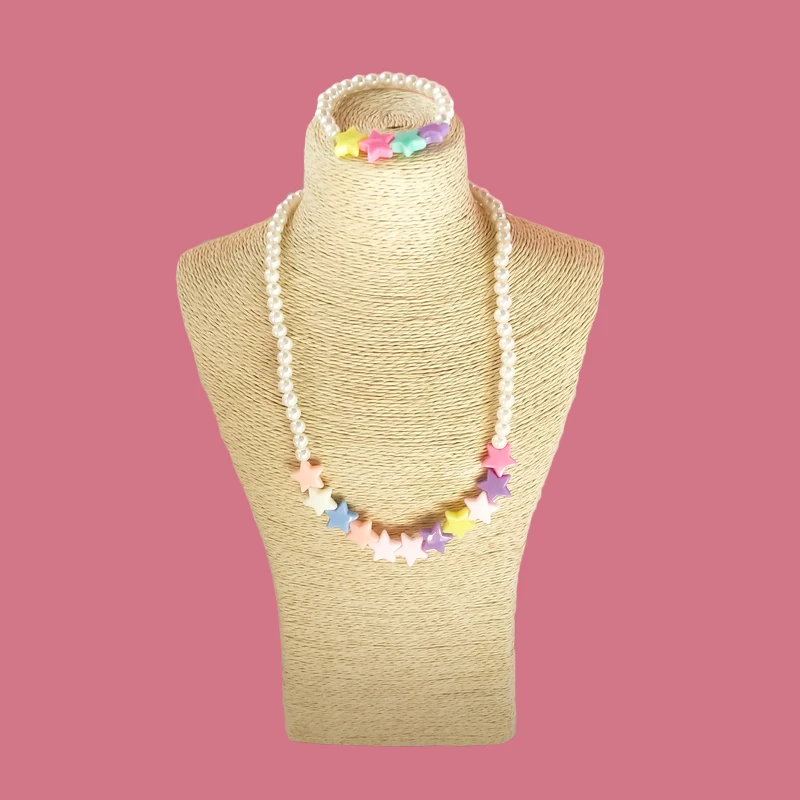 Hot New Mode Style 5Pcs Multicolor Children Necklace Acrylic star ball Beaded For Promotion Birthday Gift |