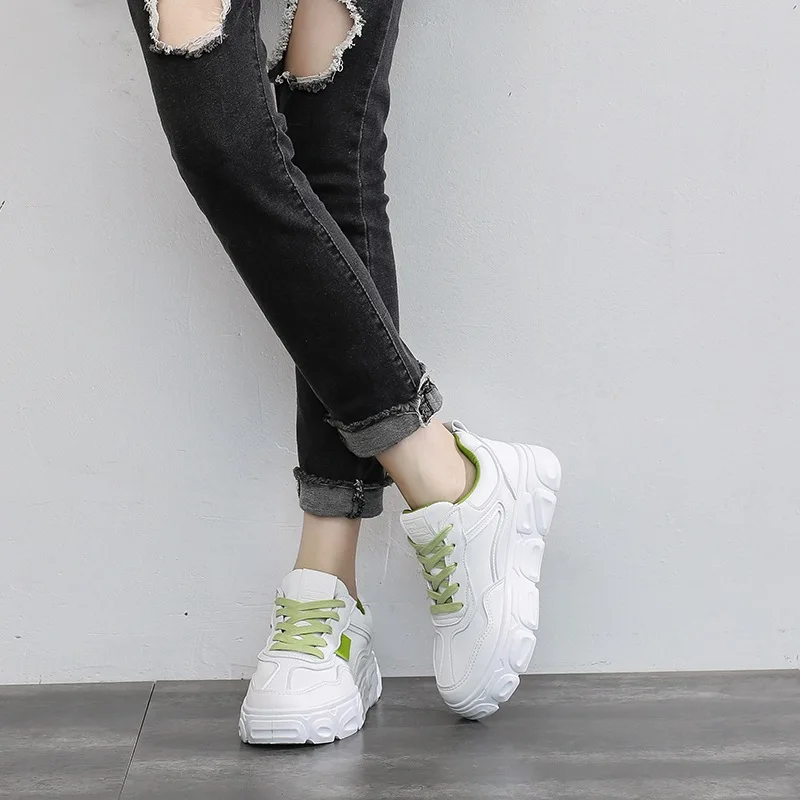 Женские массивные кроссовки 2019 модные на платформе белые женские брендовые