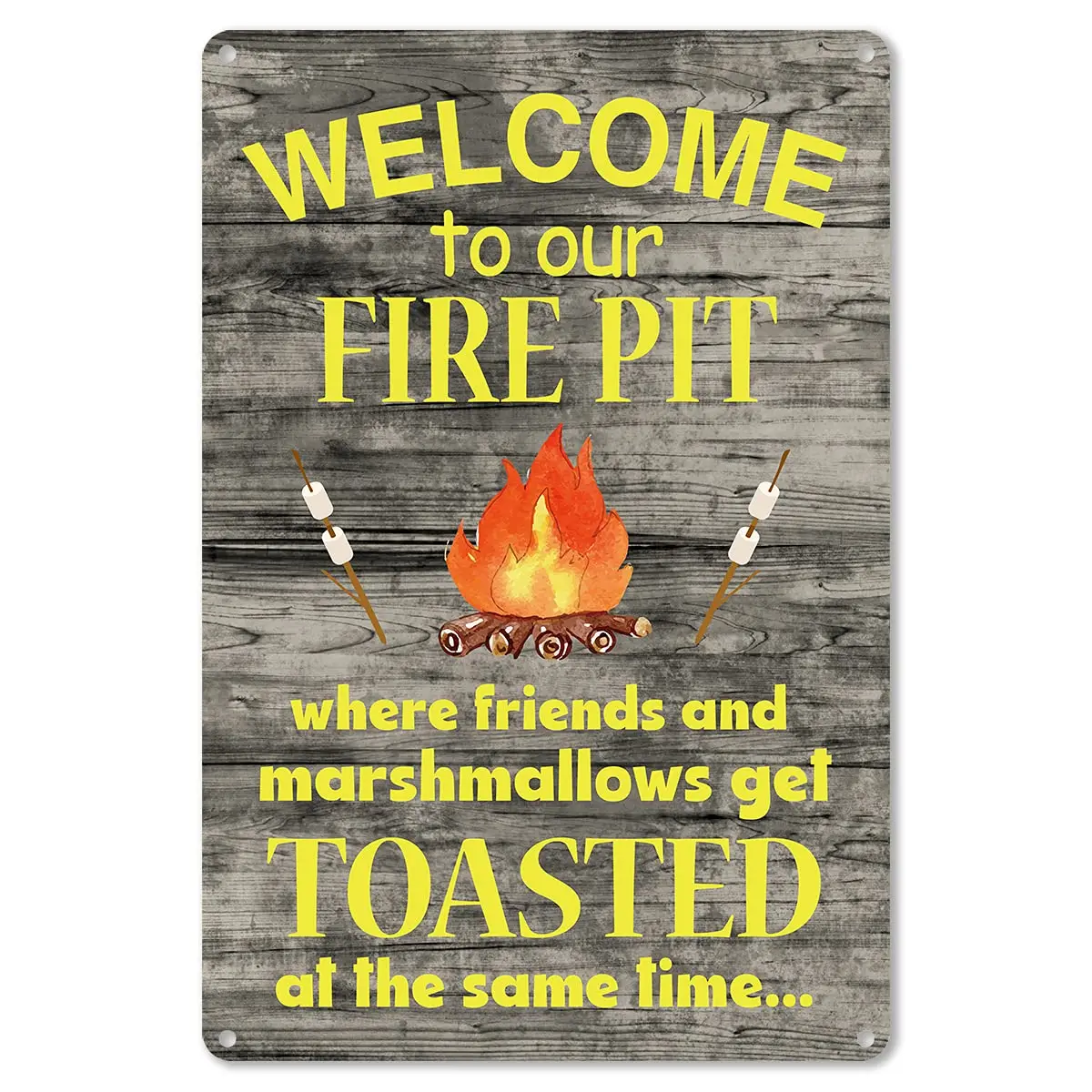 

Camping Metal Tin Sign Wall Decor - Rustic Farmhouse Welcome to Our Firepit Sayings Metal Tin Sign for Home Wall