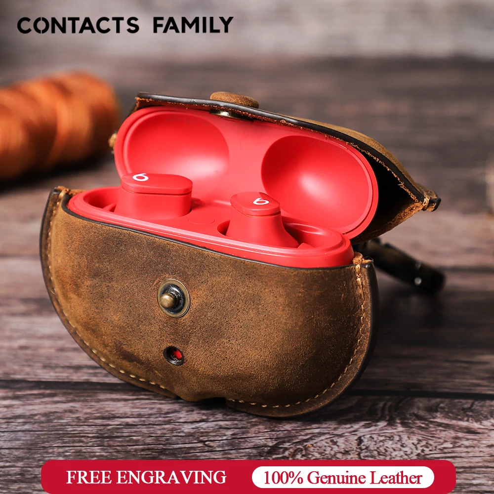 Contact's Family Protective Leather Case Cover For Beats Studio Buds Luxury Funda Headset Earphone Shell Case With Keychain