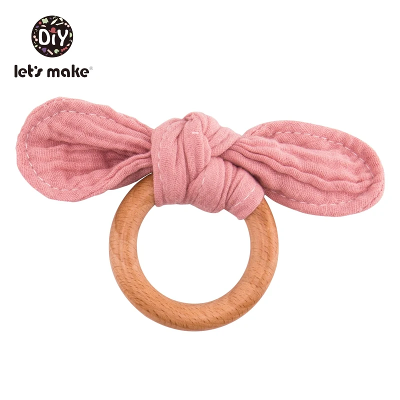 rabbit ring pink Давайте сделаем деревянный зубопрорезыватель соски зажимы цепь держатель для соски слюни нагрудники животное Дерево грызун 1 шт. Подарочная коробка Детские Прорезыватели - Цвет: rabbit ring pink