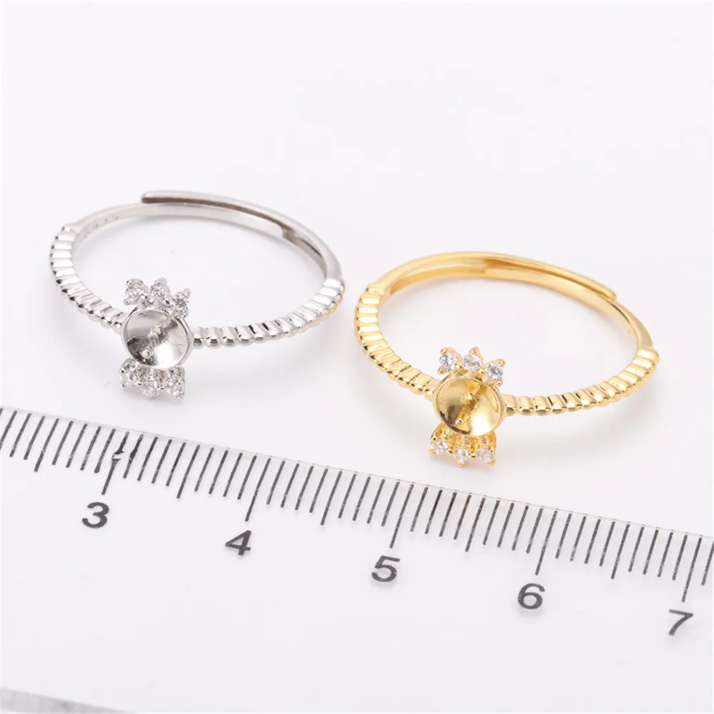 

Fashion Rings Resizable Design Rings Base 925 Sterling Silver Pearl Rings Settings Women DIY Pearl Rings Accessory No Pearl