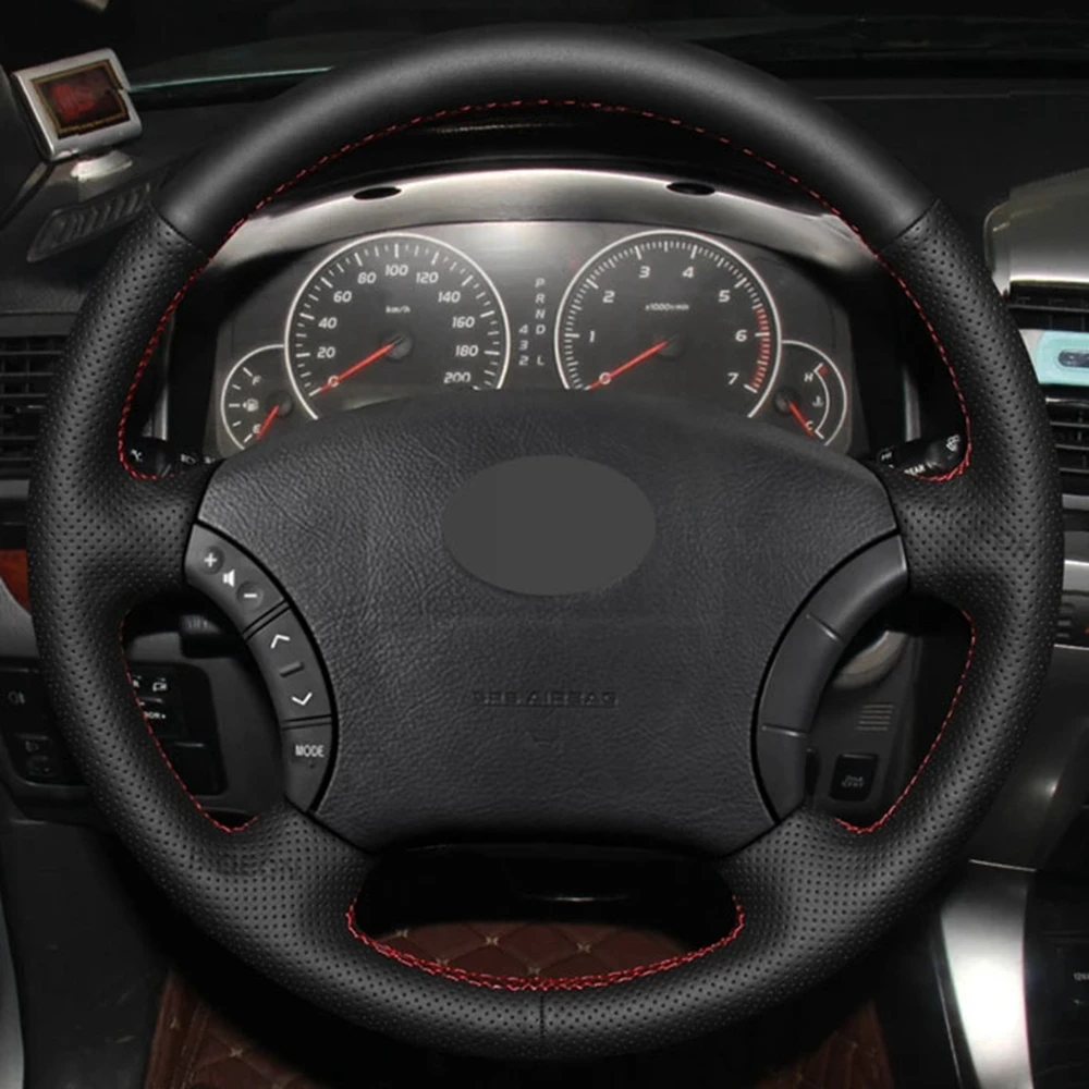 DIY Black Genuine Leather Car Accessories Steering Wheel Cover For Toyota Land Cruiser Prado 120 Tacoma 4Runner Hilux Highlander