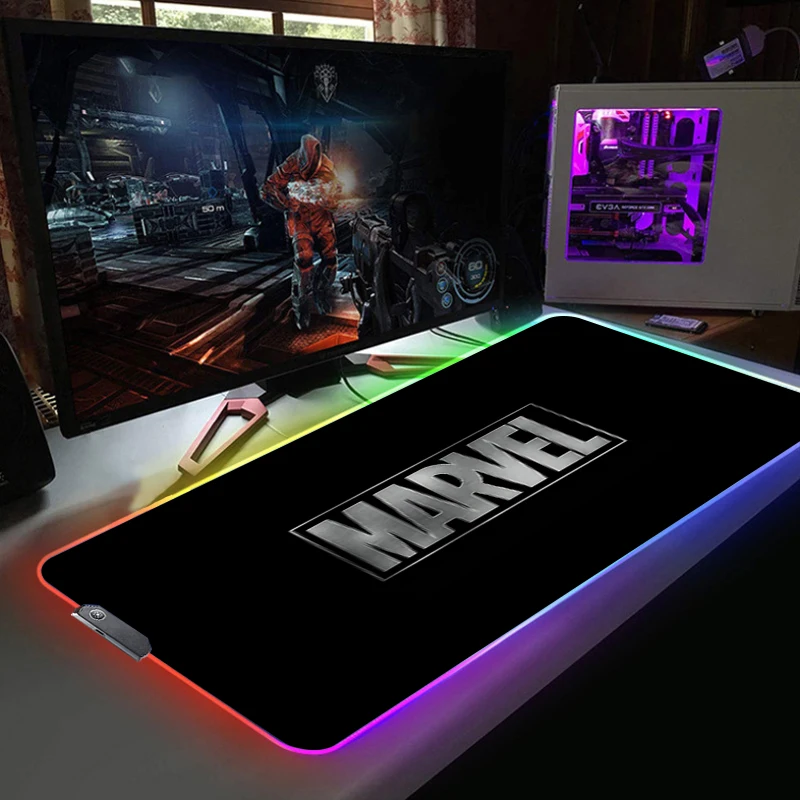 rgb mouse pad marvell anime mouse computer gamer desk rubber mat led light gamer accessories cheap gaming laptop for office rug free global shipping