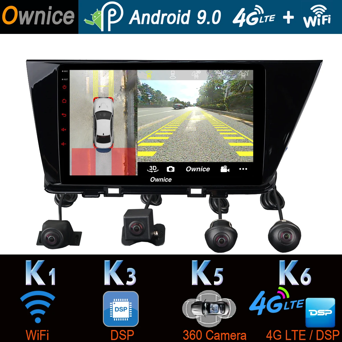 360 ° панорамная 4 × камера 4G LTE Android 9 0 8Core + 64G SPDIF DSP CarPlay Автомобильный GPS радио плеер