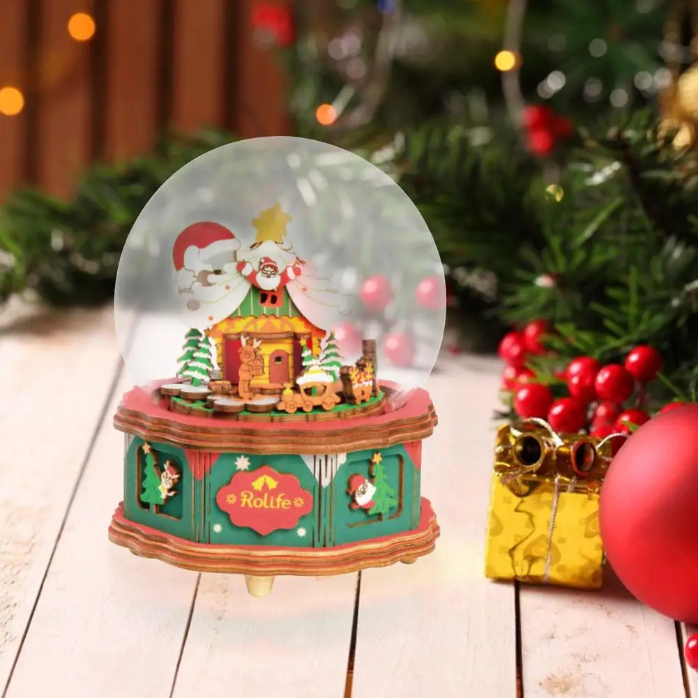 

2021 NEW Christmas Town Music Box Wooden Hand-assembled Music Box Creative Christmas Children Christmas Gifts