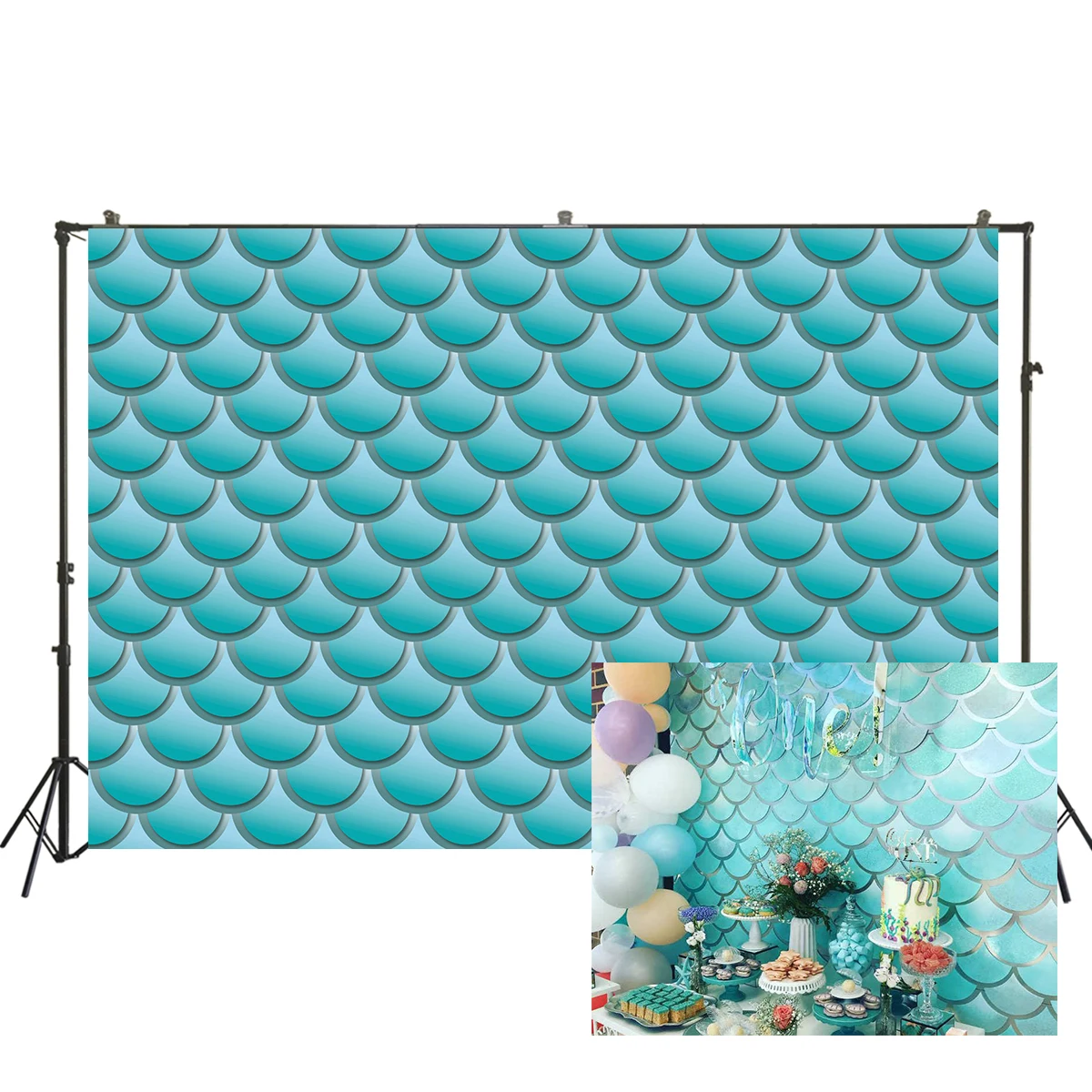 Фон для фотосъемки с русалочкой бирюзой под морем девочек принцесс баннеров