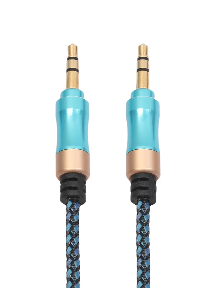2019 1m Nylon Jack Aux Cable 3.5 mm to 3.5mm Audio Male Gold Plug Car Cord for iphone Samsung xiaomi |