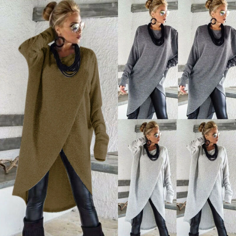 

Women Dress Long Sleeve Ladies Casual O-Neck Loose Solid 3 Colors Autumn Spring Clothes Hot Sale Solid Personality Streetwear