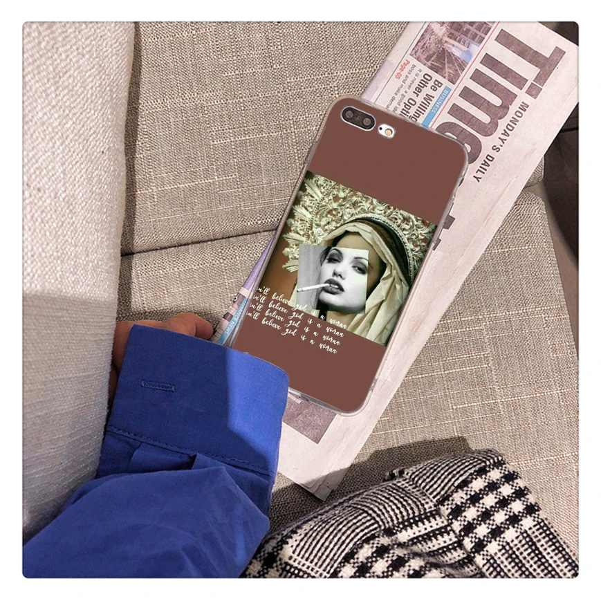 Чехол для телефона Mona Lisa с принтом, мягкий из ТПУ для iphone 11 pro max X XR XS MAX 8 7 6 5 6S 5s PLUS SE MonaLisa gum smoke