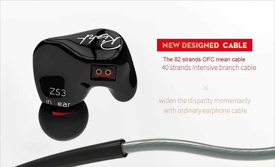 KZ ZS3 1DD эргономичный съемный кабель наушники в ухо аудио мониторы шумоизоляция HiFi музыка спортивные наушники с микрофоном