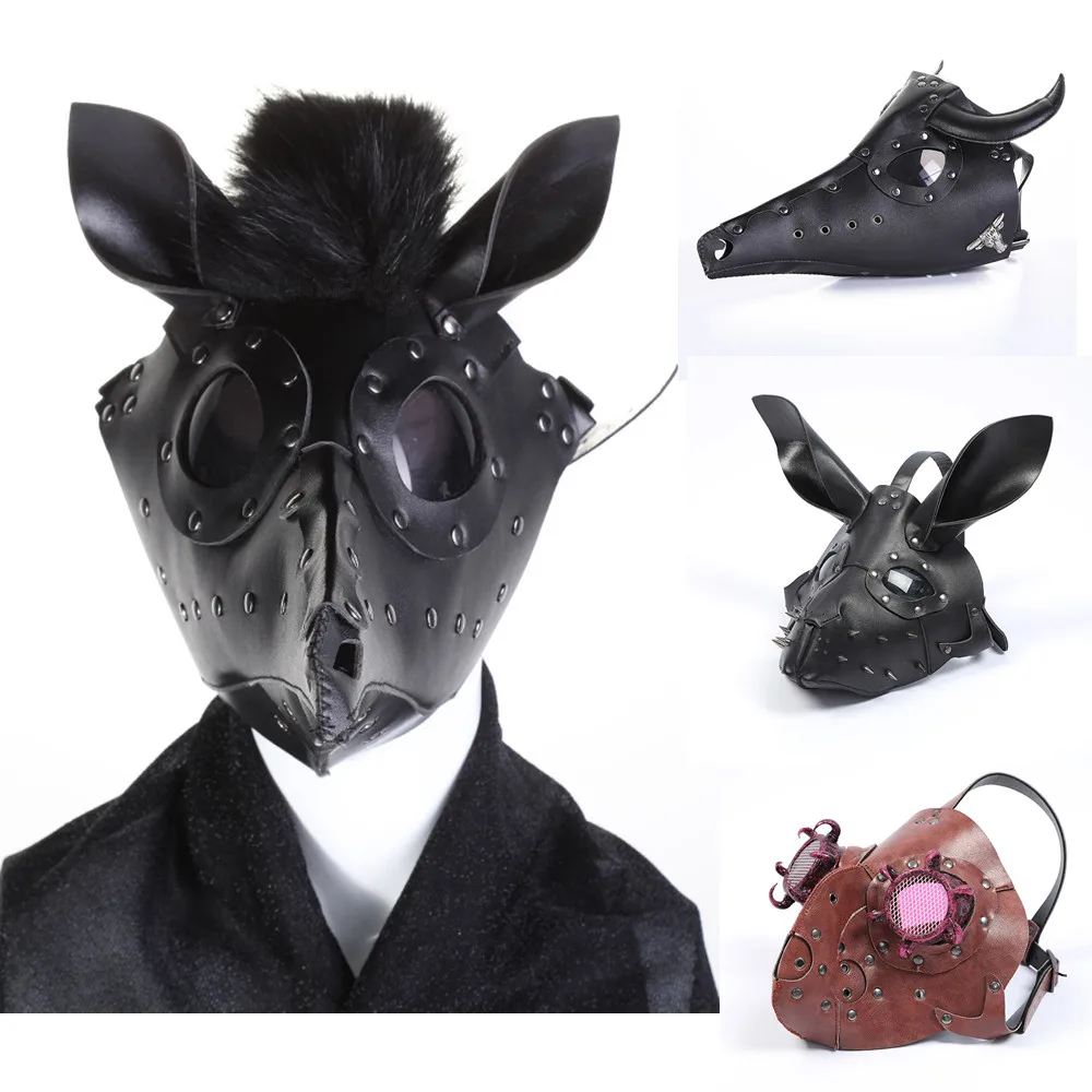 Маска кролика черная кожаная маска страшный костюм для косплея на Хэллоуин