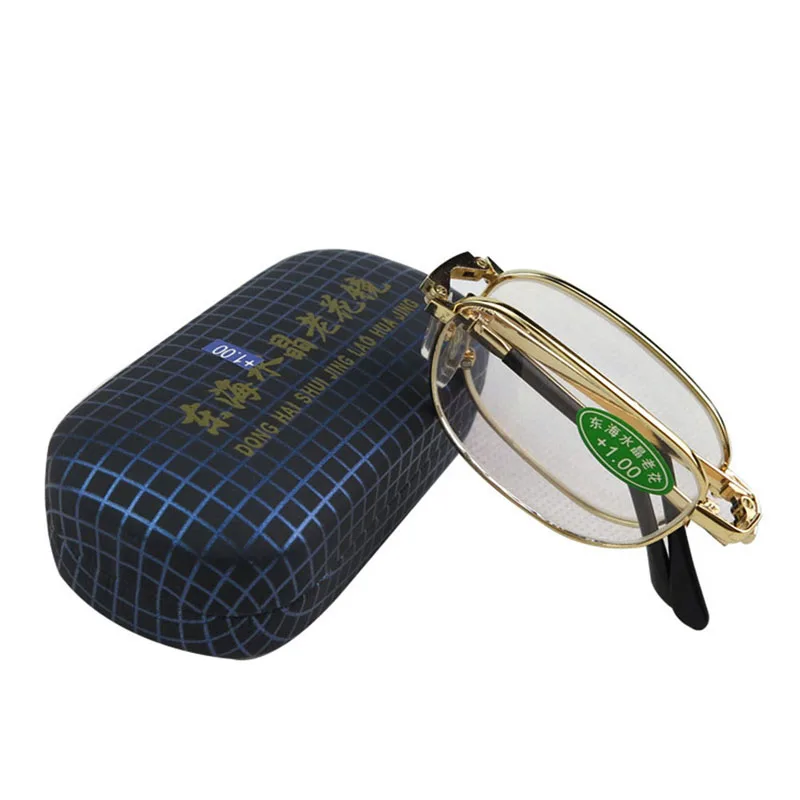 Складные очки для чтения с чехлом металлическая оправа мужчин и женщин 2020 года от