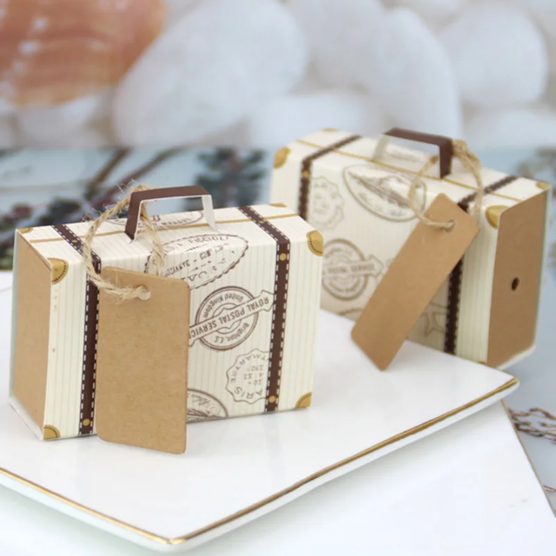 

10/50/100pcs Suitcase Candy Box Travel Classic Theme Elegant Style Favor And Gift Boxes For Party Wedding Birthday Anniversary