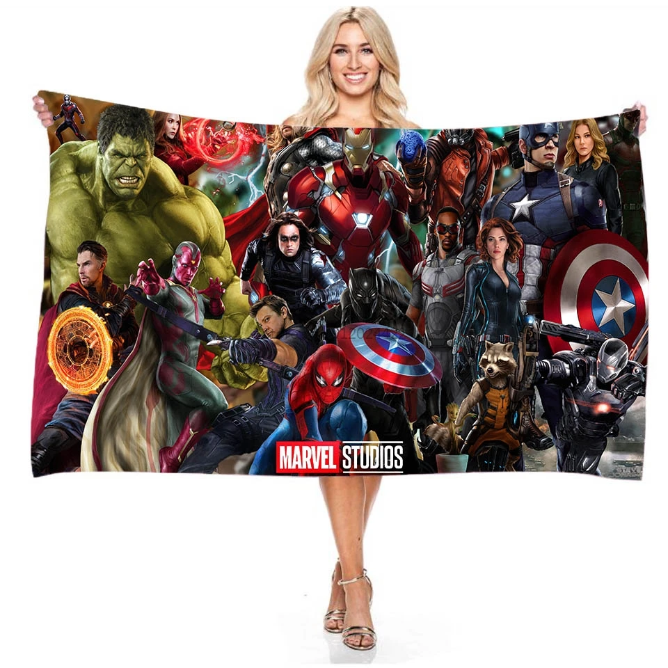Marvel The Avengers Printed 3d Microfiber Absorbent Bath Towel Swimming Rectangular Digital Printing Beach 140x180cm | Дом и сад