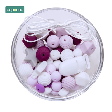 Red wine set Bopoobo DIY набор силиконовых бусин пищевой бусины в форме животных для лекарственная соска цепочка Кулон Ожерелье ремесла аксессуар детский Прорезыватель - Цвет: Red wine set