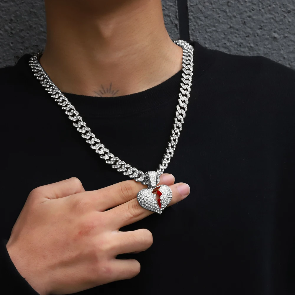 Ожерелье со стразами для мужчин и женщин украшение из кубинской цепи в стиле