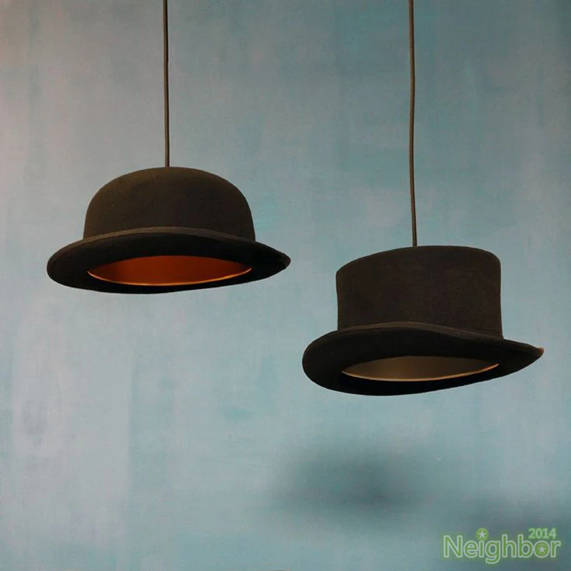 Wool Felt Hat Pendant Light Handmade Aluminum Suspension Lamp JEEVES AND WOOSTER Cap Hanging Lighting Hotel Couture Cloth Shop