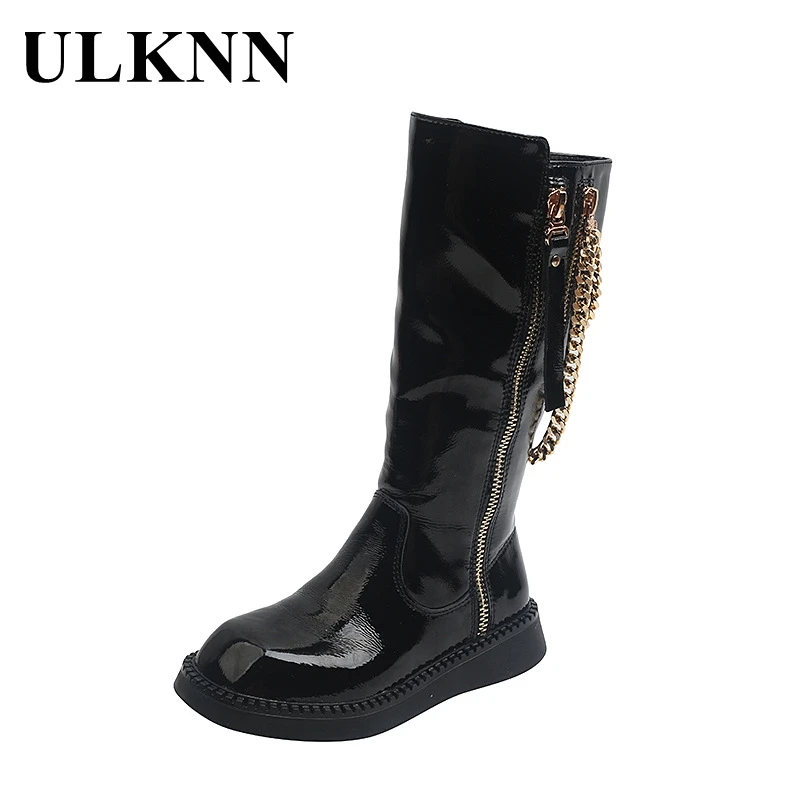 

ULKNN Winter Children's Martin Boots Baby Girl Leather Boots New Fashion Kids Zipper Soft Shoes Outdoor Shoes For Girls Fashion