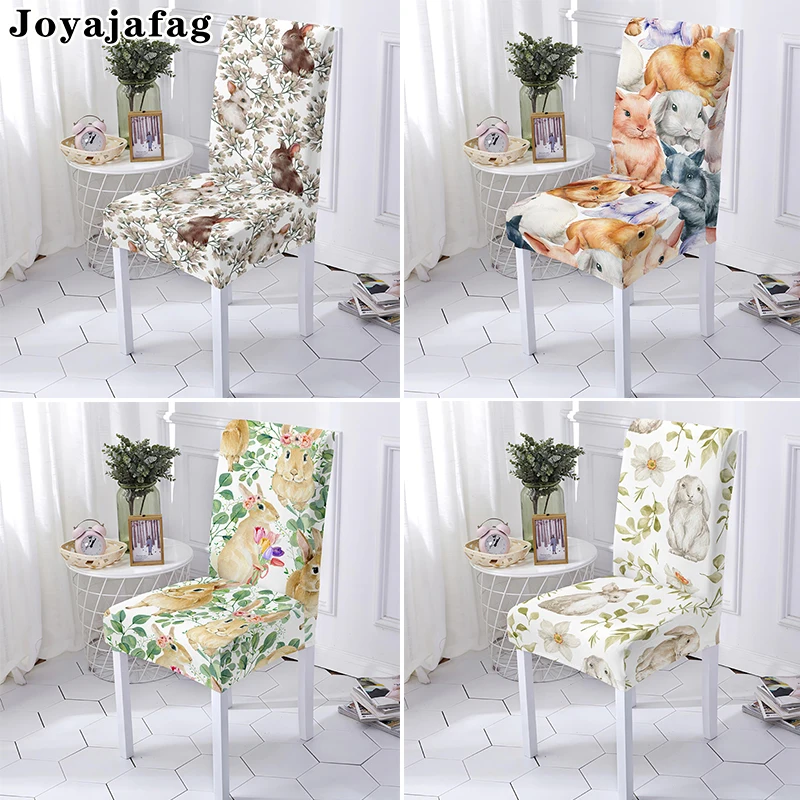 

Adorable Rabbit Chair Cover Elastic Removable Washable Easter Stretch Seat Covers Universal Size For Hotel Kitchen Decor