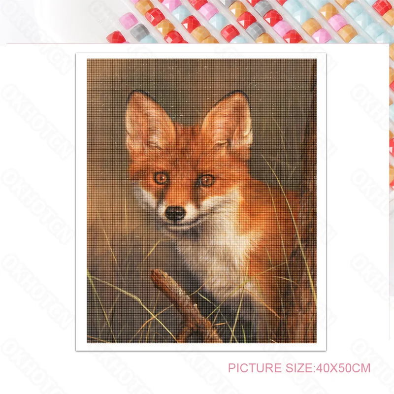 

Diy Diamond Painting Oil Painting Fox Lifelike Square Diamond Round Diamond Embroidery Mosaic Rhinestone Decorative Painting