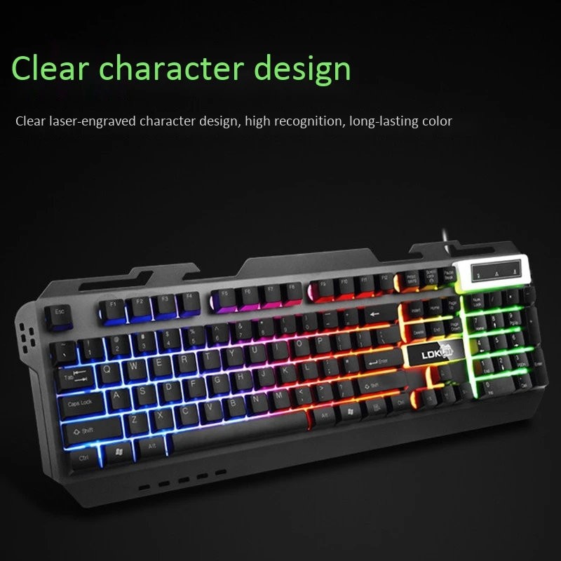 

LDKAI 828 Keyboard and Mouse Set, Metal Cover Gaming Luminous Mechanical Mouse and Keyboard, Suitable for Game Lovers