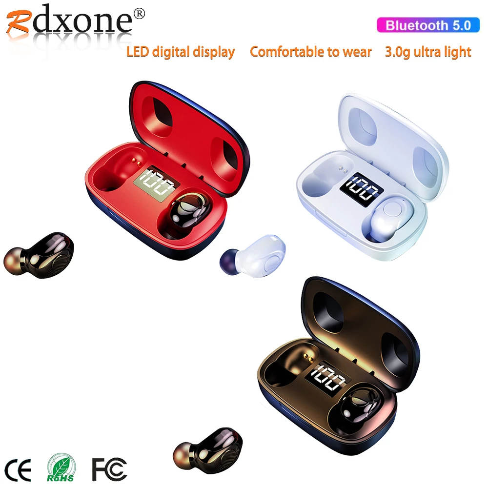

Mini In-Ear 5.0 Bluetooth Earphone With LED battery display Charging Box Wireless Headphone Sports Waterproof Earbuds Headsets