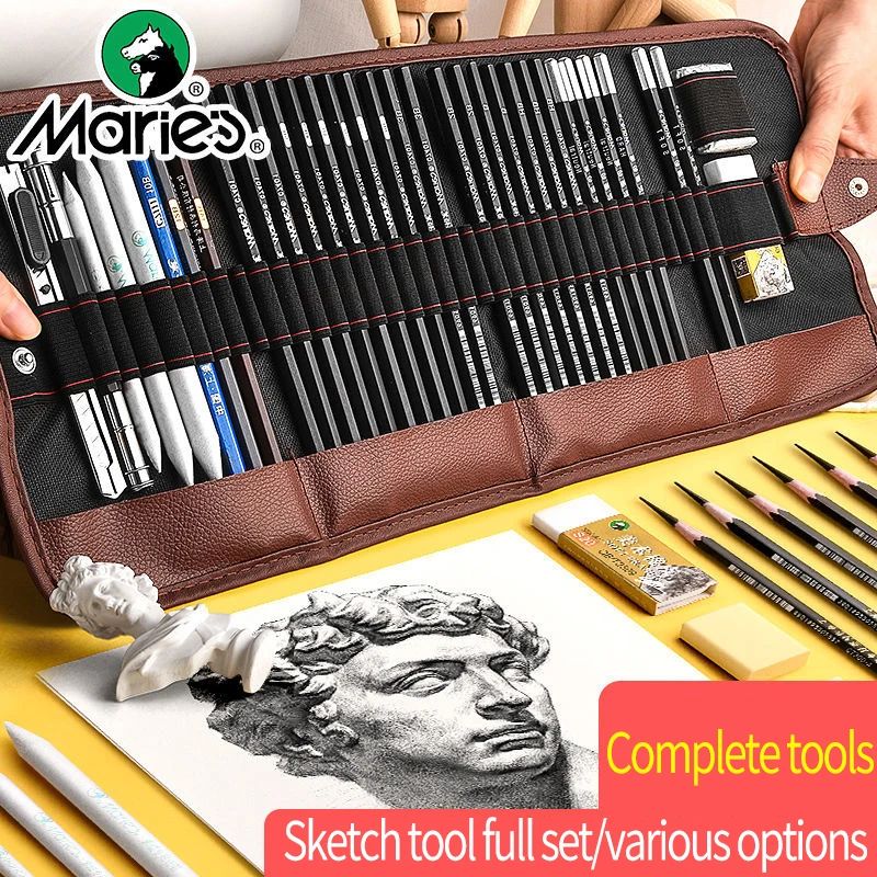 

Marie’s sketch graphite pencil cases set charcoal school students painting tool artist beginners drawing stationery art supplies