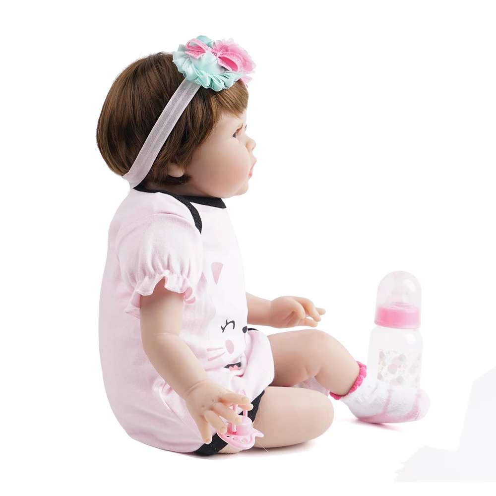 55 см Reborn Baby Doll девочка с игрушкой медведь и одеяло силикон винил новорожденный