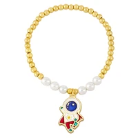 trendy colorful enamel astronaut pendant bangle for women men lovely gift jewelry pearl copper beaded handmade stretch bracelet