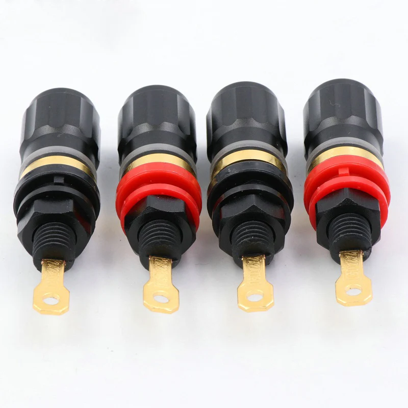 

24K Gold Plated Red Copper Speaker AMP Binding Post HiFi Banana Jack Connector Terminal Socket Panel Chassis Mount amplifier