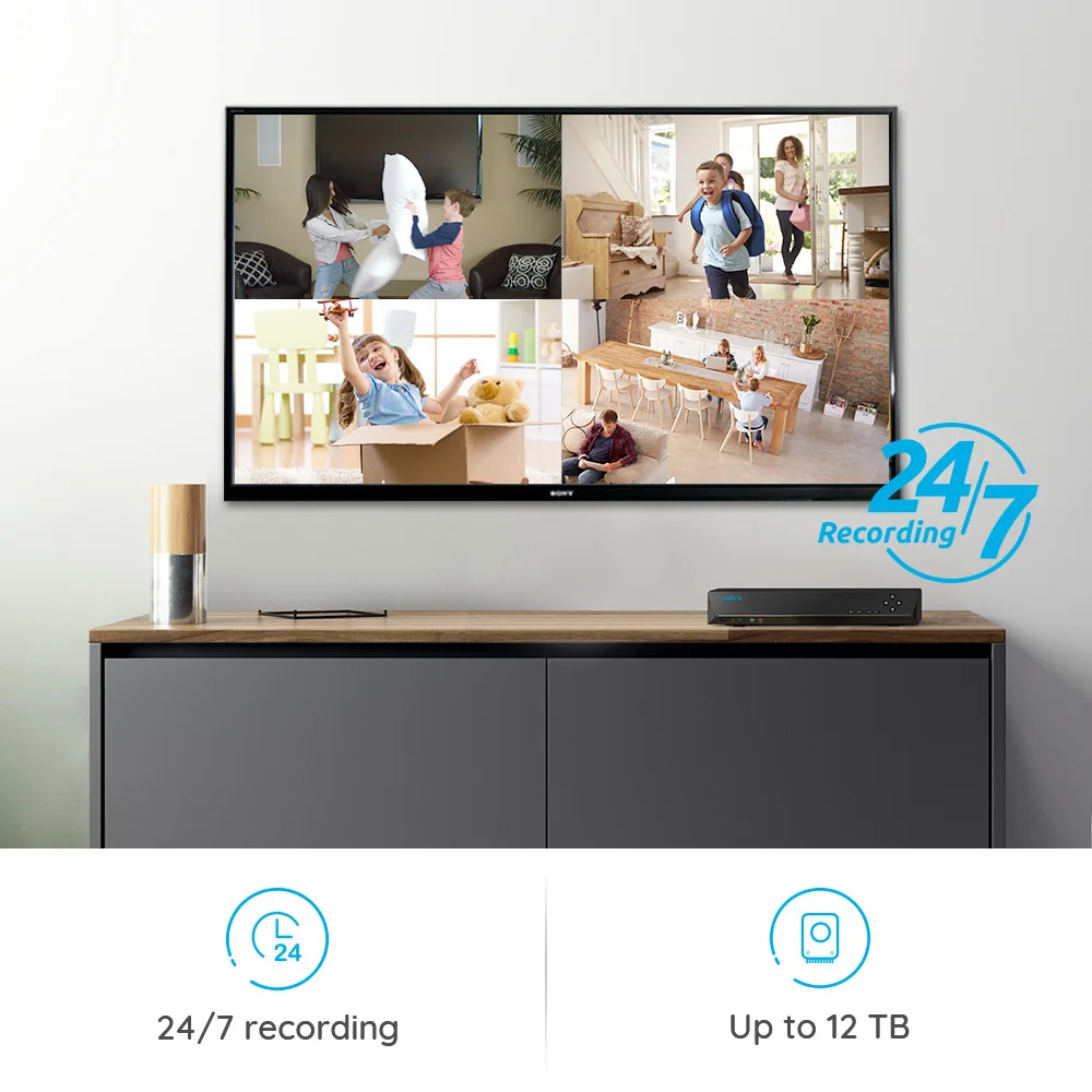 Reolink Smart POE NVR Kit 4K Ultra HD 24/7 записывающий 2 ТБ HDD с функцией обнаружения