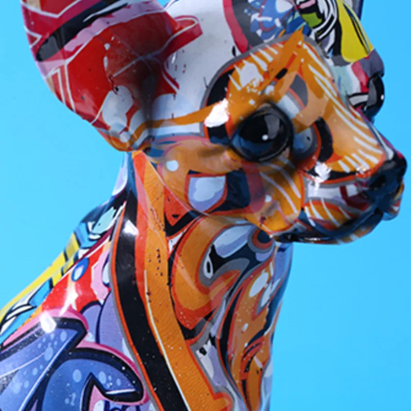 

Painted Graffiti Simple Creative Living Room Color Dog Decorations Home Entrance Wine Cabinet Office Decorations Resin Crafts