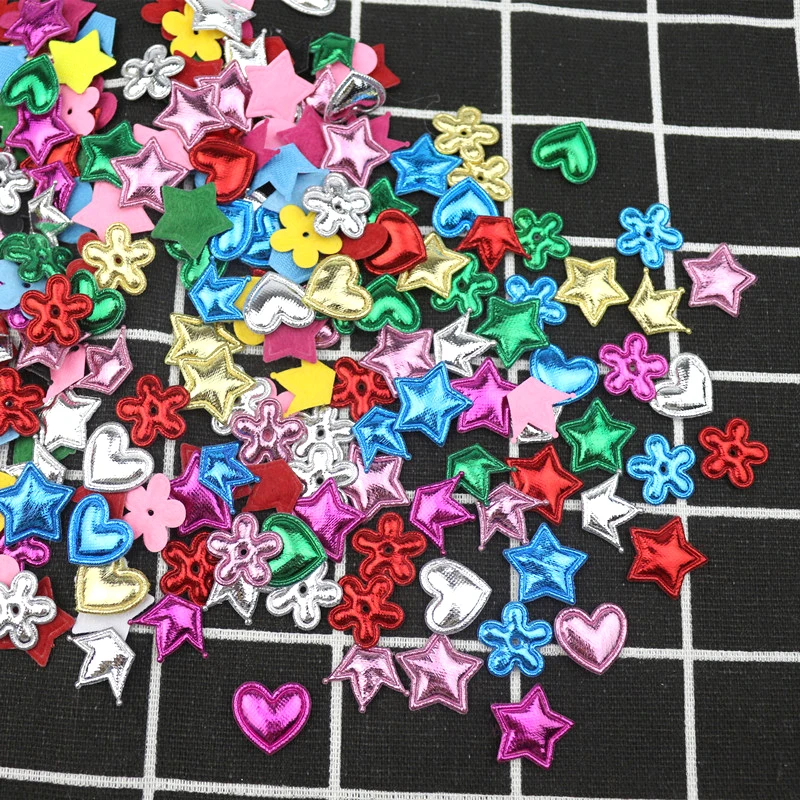 

200pcs Mixed Shape Color Padded Patch Appliques DIY Crafts Arts Kids Scrapbook Accessories Clothing Decor Artesanato Materials