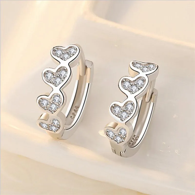 

New 2021 Zircon Heart Design Hoop Earrings Female Jewelry Charm Women Earring Accessories Girls Princess Birthday Gift