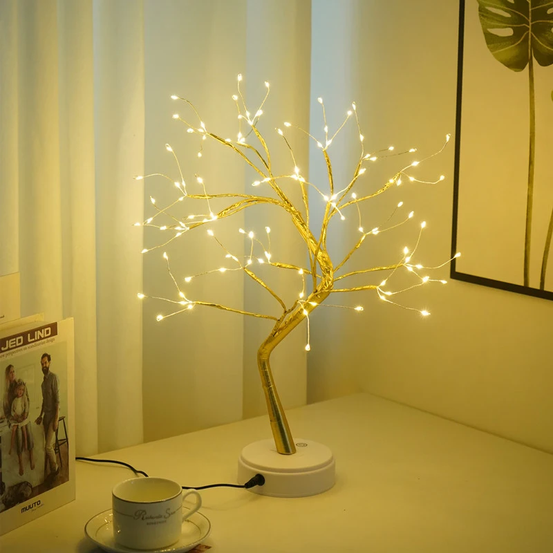 

Gypsophila LED Night Light Touch Table Lamp Indoor Bonsai Tree Lamp Christmas Wedding Bedroom Decor Garland Holiday Fairy Light