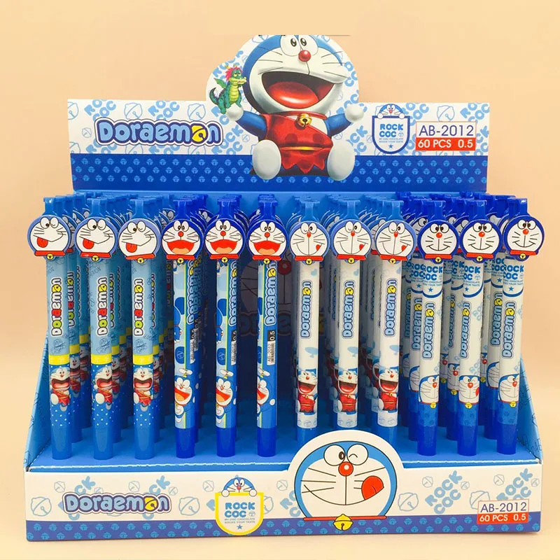 

60 pcs/lot Creative Doraemon Press Gel Pen Cute 0.5mm black Ink Signature Pens Promotional Gift Office School Supplies