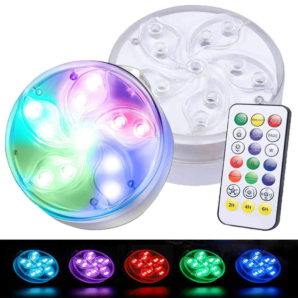 

Underwater 11led Light Ip68 Waterproof Swimming Pool Lights Magnetic Suction Cup 10 Color Changeable Submersible Lamps