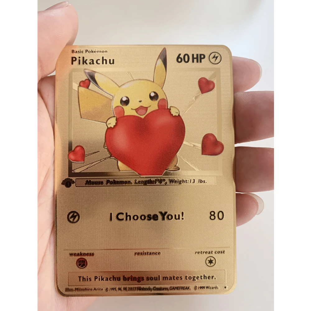 Новинка блестящий игровой тег Pokemon Vmax V GX EX золотая металлическая карточка